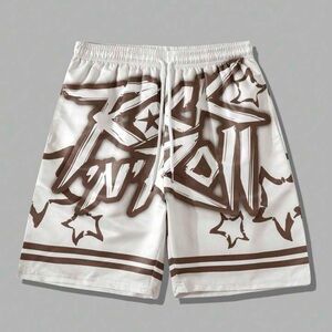 White & Brown Rock N Roll Shorts (XXL / FITS XL)
